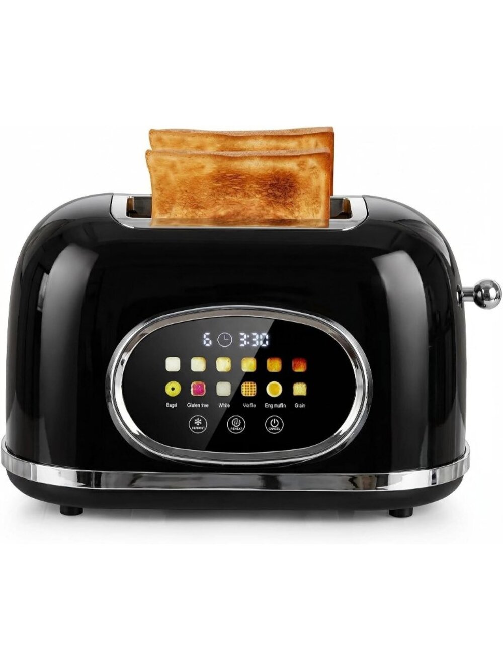 Black 2 Slice Touchscreen Stainless Steel 1.5" Wide Slots, 6 Shade Level Toaster